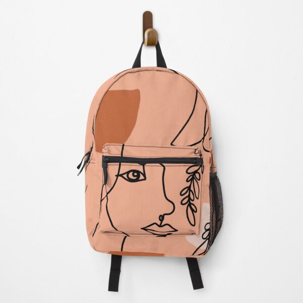 Item preview, Abstract Female Face Leaf One Line Art Coral Orange designed and sold by JooArtPrints ★★★★★.