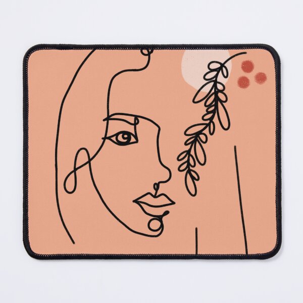 Item preview, Abstract Female Face Leaf One Line Art Coral Orange designed and sold by JooArtPrints ★★★★★.