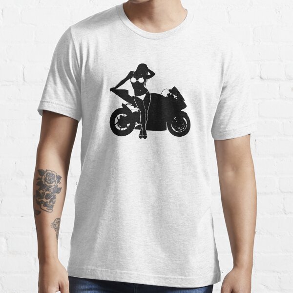 "Bikini Girl with Motorcycle Silhouette" Tshirt for Sale by