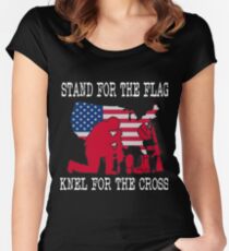 Stand for the flag kneel for the cross Women's Fitted Scoop T-Shirt