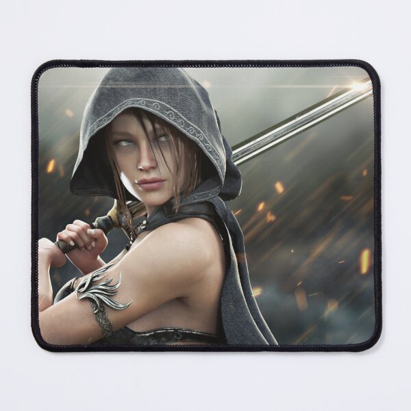 Item preview, Fantasy female hooded warrior ranger stands ready to strike . designed and sold by DigitalStorm.
