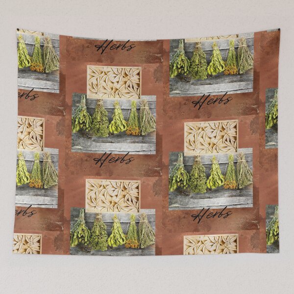 Item preview, Hanging Herbs Faux Texture Old World Style Design designed and sold by EarthArtDesigns.