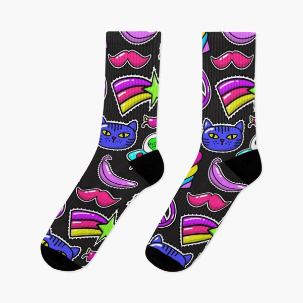 Item preview, Cute Rainbow Unicorn Cat Party Face con flores Floral tropical Corn Calcetines para niñas Mujeres Hijas designed and sold by NOorYES.