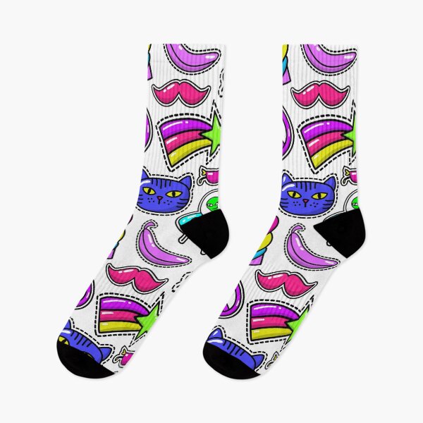 Item preview, Cute Rainbow Unicorn Cat Party Face con flores Floral tropical Corn Calcetines para niñas Mujeres Hijas designed and sold by NOorYES.