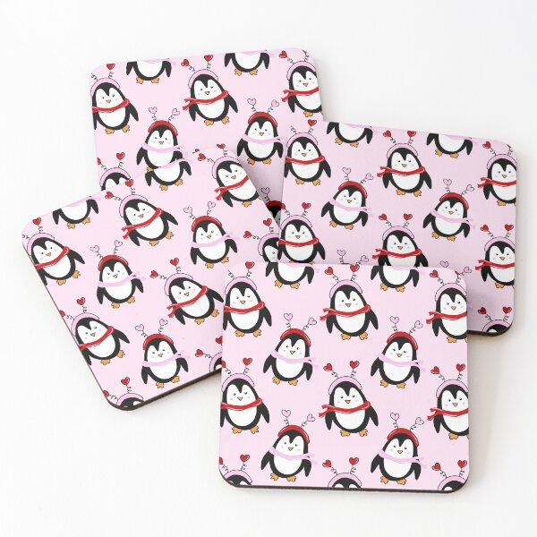 Item preview, Valentine Penguins with Pink and Red Heart Headbands and Scarves, made by EndlessEmporium designed and sold by EndlessEmporium.