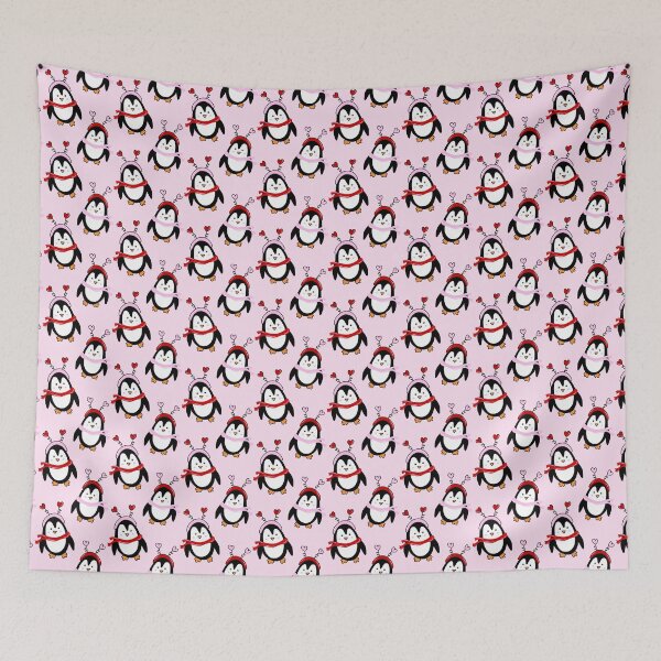 Item preview, Valentine Penguins with Pink and Red Heart Headbands and Scarves, made by EndlessEmporium designed and sold by EndlessEmporium.