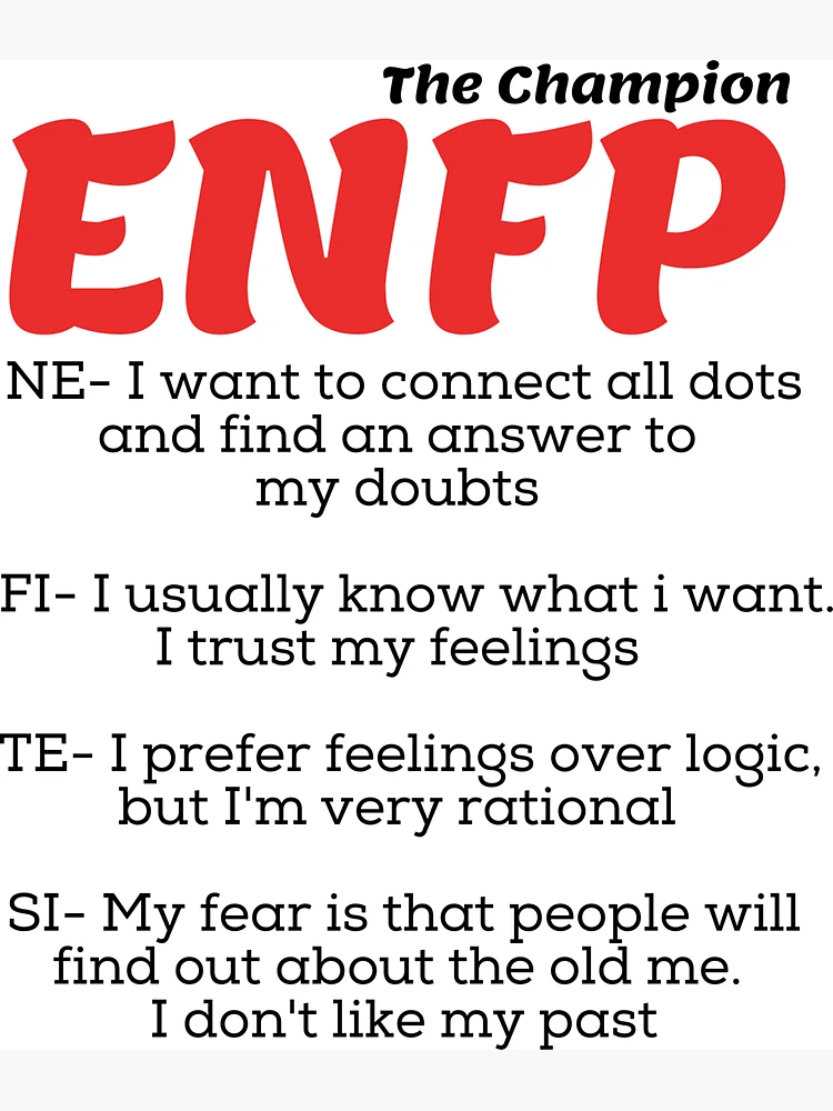 ENFP MBTI Personality Type. NE FI TE SI Spiral Notebook for Sale by  Purestuff