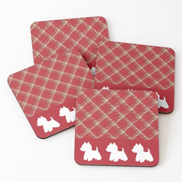 Item preview, Westie Red Plaid Square Design designed and sold by WarmAndWestie.