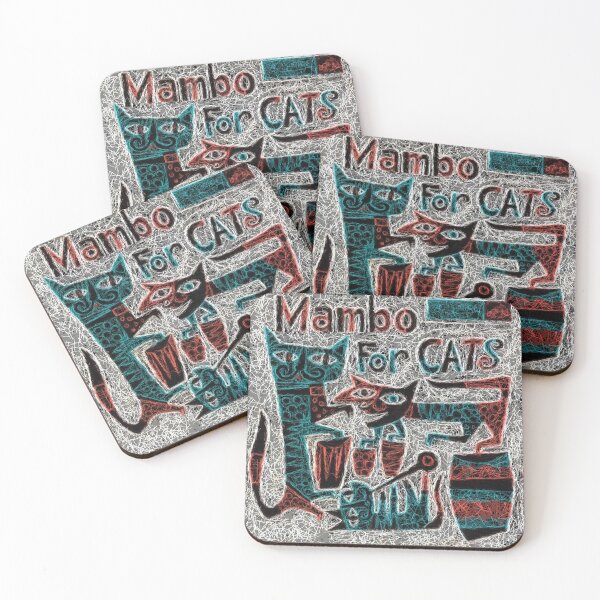 Item preview, Mambo for cats Abstract Design Primitive motif threads - Gold, Turquoise, Red, Pink, Purple, Yellow  designed and sold by SpArtk.