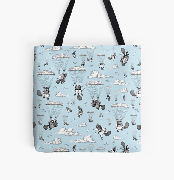 Item preview, Chute libre des castors en parachute — bleu et blanc designed and sold by Crooked & Beautiful .