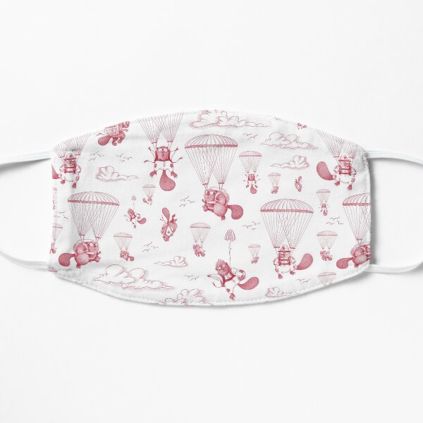 Parachuting Beavers Free Fallin'—Red Flat Mask