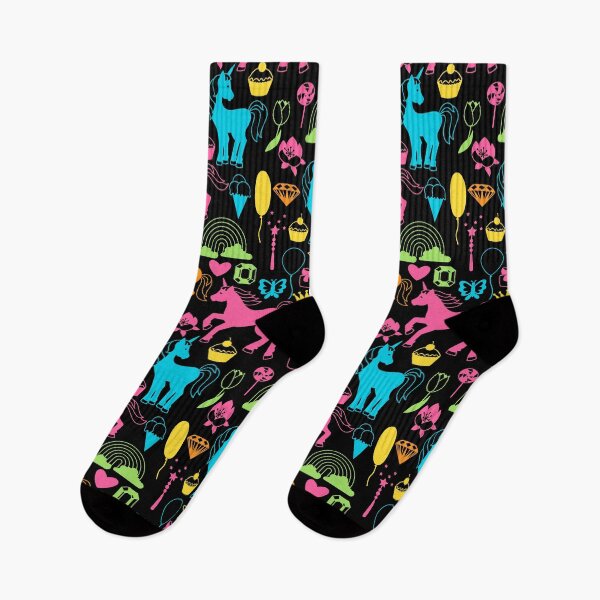 Item preview, Neon Rainbow Colors Girls Socks Funny Socks For Kids Mermaid Socks Unicorn Socks Animal Socks For Girls Cute Socks Cute Gifts designed and sold by NOorYES.