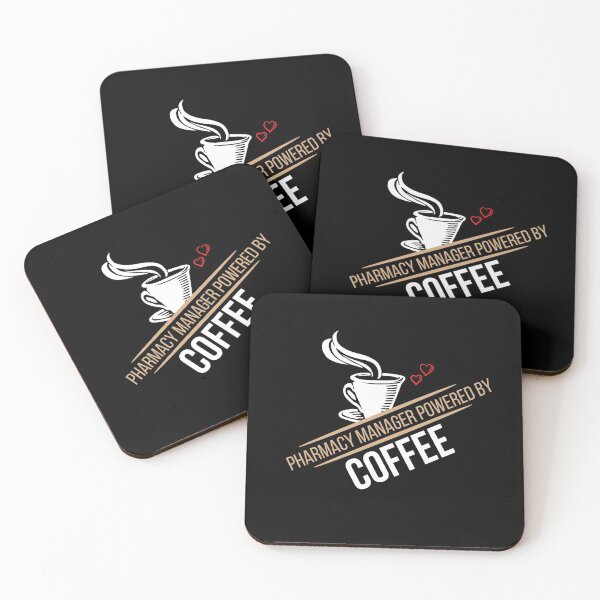 Item preview, PHARMACY MANAGER POWERED BY COFFEE, FUNNY QUOTE ABOUT A PHARMACY MANAGER WHO LOVES COFFEE designed and sold by madani rafik.