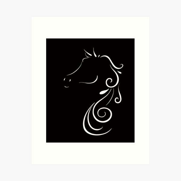 Item preview, Elegant Horse Outline in White designed and sold by Lady-Lilac.
