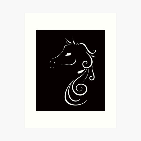 Item preview, Elegant White Horse Outline With Eyelashes designed and sold by Lady-Lilac.