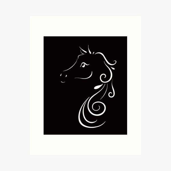 Item preview, Sweet Horse Outline in White designed and sold by Lady-Lilac.