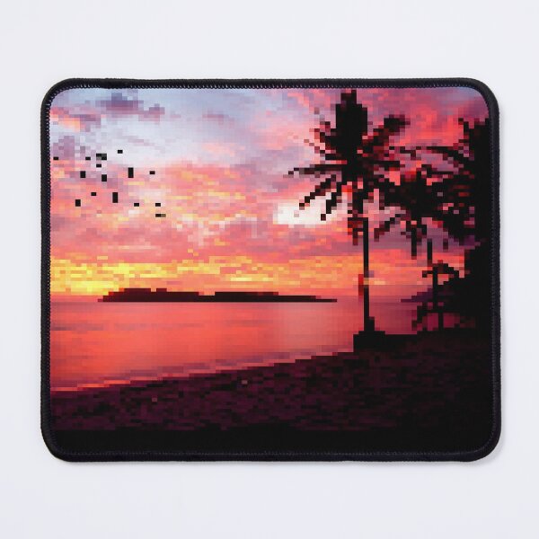 Pixelated Malaysian Sunset With Palm Trees Mouse Pad