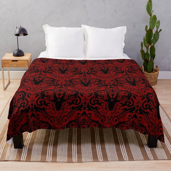 Damask - Hail Satan (Black & Red default) Throw Blanket