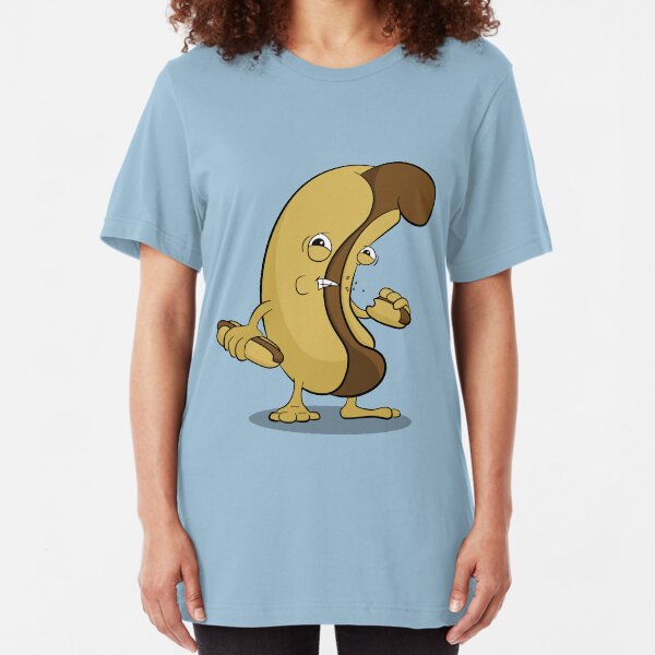 Funny Hot Dog Cartoon Slim Fit T-Shirt