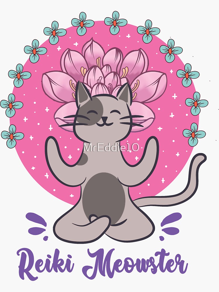 "Reiki Master Cat Energy Healing Art" Sticker for Sale by MrEddie10