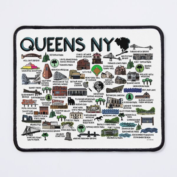Item preview, Queens NY Map  designed and sold by fiberandgloss.