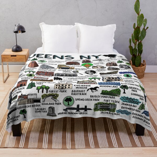 Item preview, Queens NY Map  designed and sold by fiberandgloss.