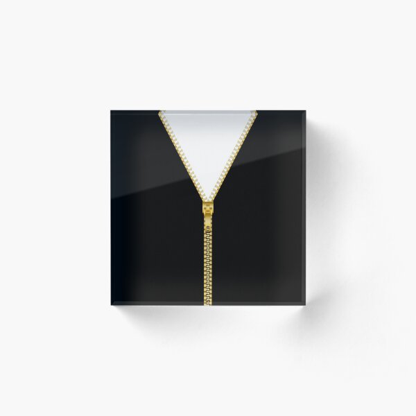 Gold zipper - White inside Acrylic Block