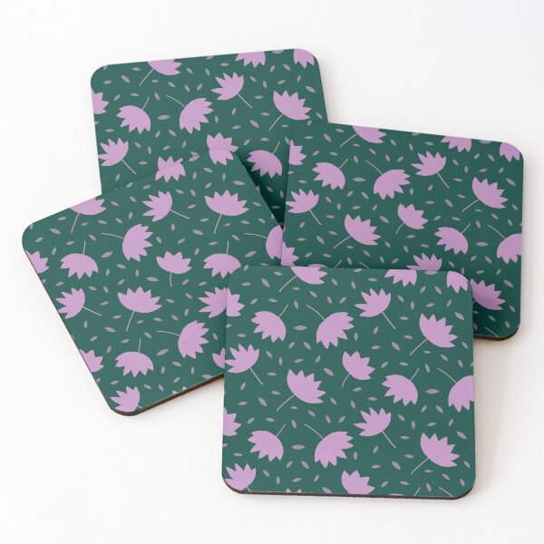 Item preview,  Simple Minimalist modern leaves pattern in plush pink on dark teal  designed and sold by Yasminepatterns .