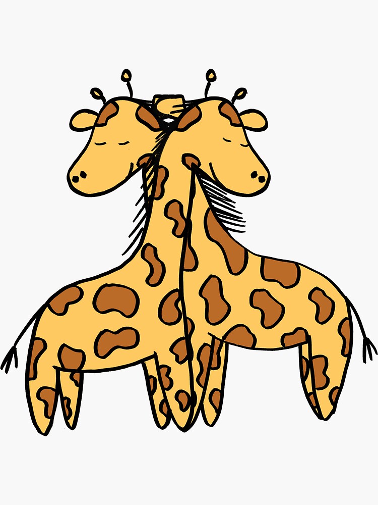 "Giraffes Hugging Cartoon" Sticker by Roanasaurus | Redbubble
