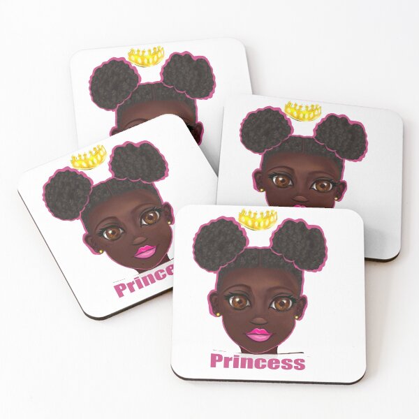 Item preview, Princess - beautiful black girl with Afro hair in puffs, brown eyes and dark brown skin side profile. Hair love ! designed and sold by Artonmytee.