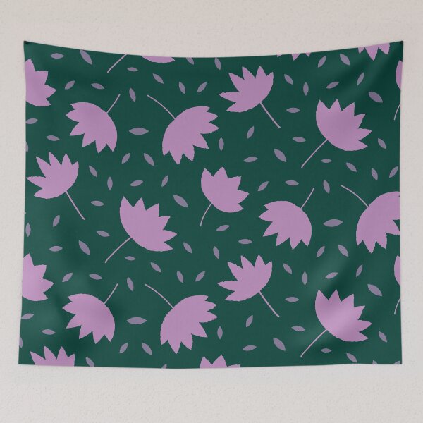 Item preview,  Simple Minimalist modern leaves pattern in plush pink on dark teal  designed and sold by Yasminepatterns .