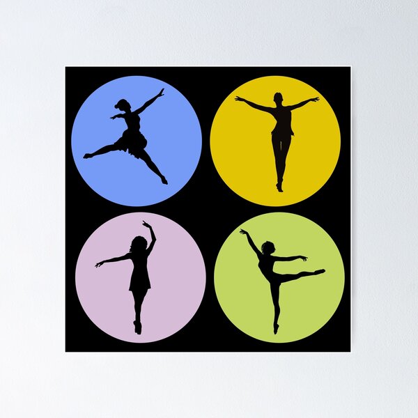 Item preview, Ballet dancer figures in various colors circles in black designed and sold by simonayoshida.