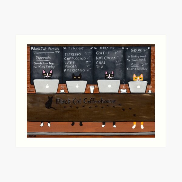 Black Cat Coffeehouse Art Print