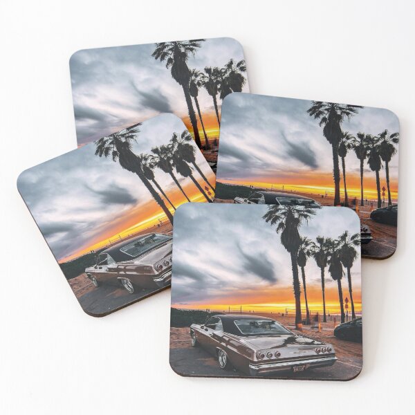 Item preview, Vintage Cadillac and Orange Sunset Palms designed and sold by Retro90sKid.