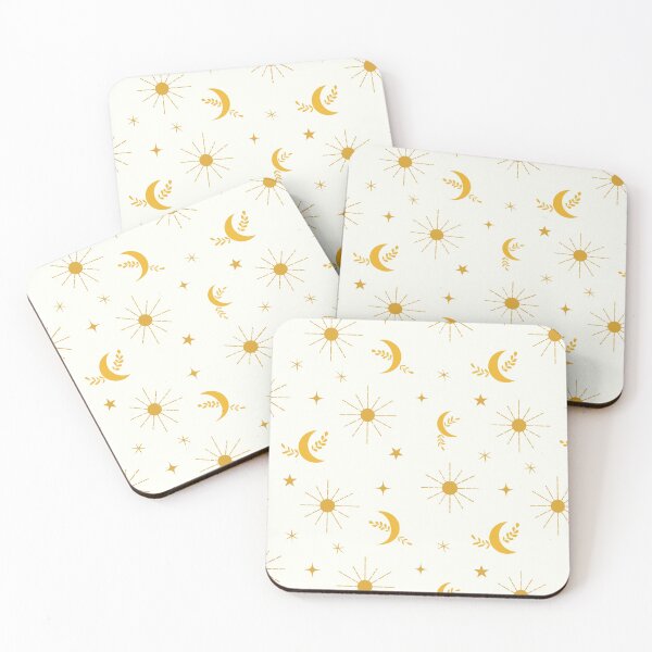 Item preview,  Abstract boho  orange moon and sun  hippie pattern with stars on white  designed and sold by Yasminepatterns .