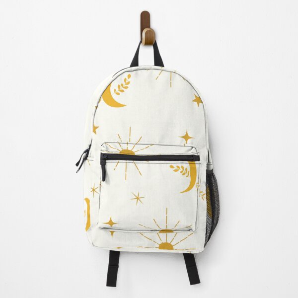 Item preview, Abstract boho orange moon and sun hippie pattern with stars on white designed and sold by Yasminepatterns .