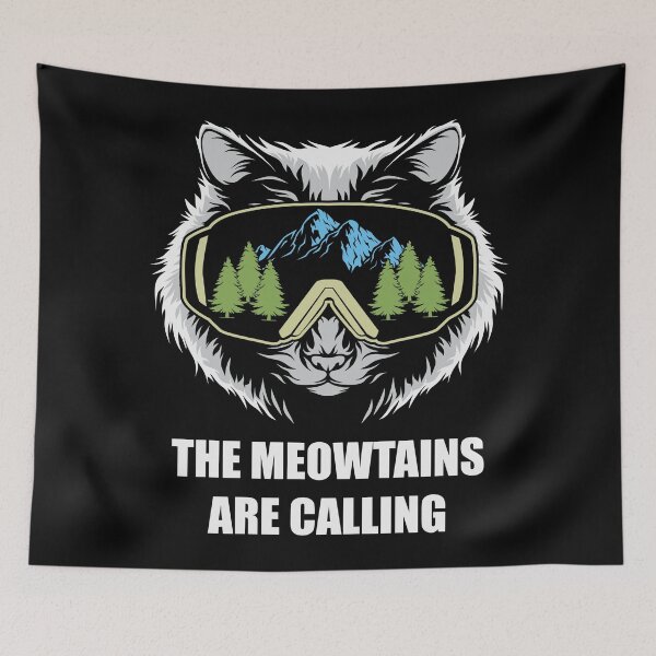 Item preview, The Meowtains Are Calling - Trendy Skiing Cat With Goggles Design Gift Idea For Cat Lover and Skiers designed and sold by Prince - Bestseller ★★★★★.
