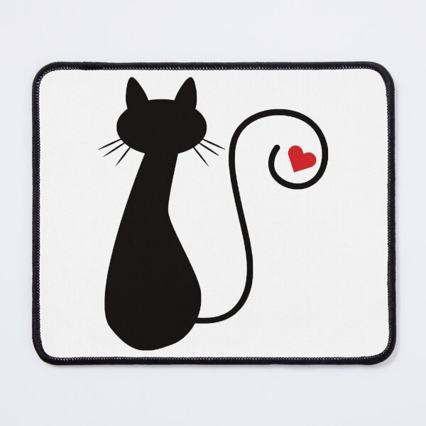 Item preview, Вrawn silhouette of a black cat with a heart near the tail designed and sold by KarpovychShop.