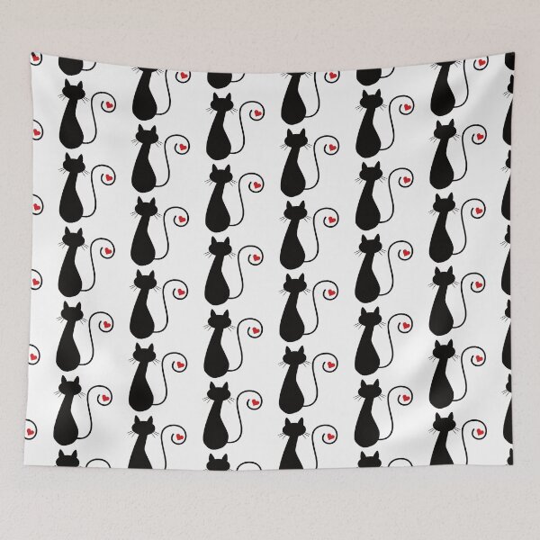 Item preview, Вrawn silhouette of a black cat with a heart near the tail designed and sold by KarpovychShop.