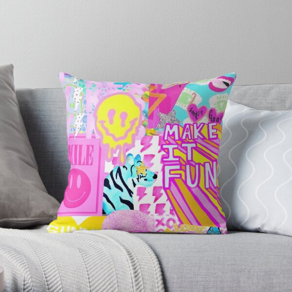 preppy collage Throw Pillow