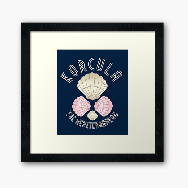 Item preview, Art Deco Mediterranean Islands, Korcula, Croatia, Muted Beige Text- Beach / Vacation designed and sold by TimelessLocales.