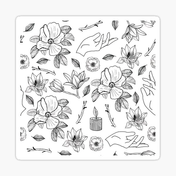 Item preview, Black and White Floral Pattern designed and sold by SaraGoldArt.