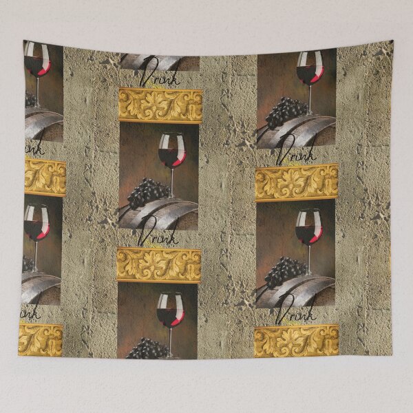 Item preview, Glass Red Wine & Grapes Faux Texture Old World Style Design designed and sold by EarthArtDesigns.