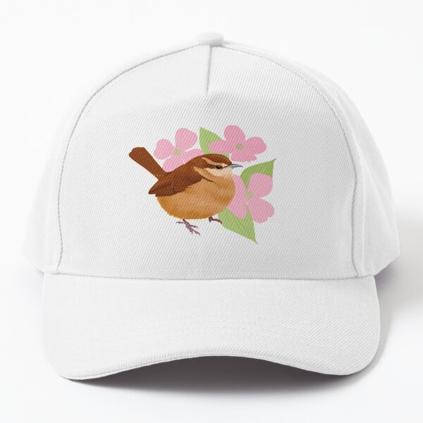 Carolina Wren with dogwood flowers Baseball Cap