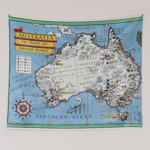 Item preview, Pictorial Map Print of Australia, her natural and industrial resources by MacDonald Gill (1942) designed and sold by vintagemapstore.