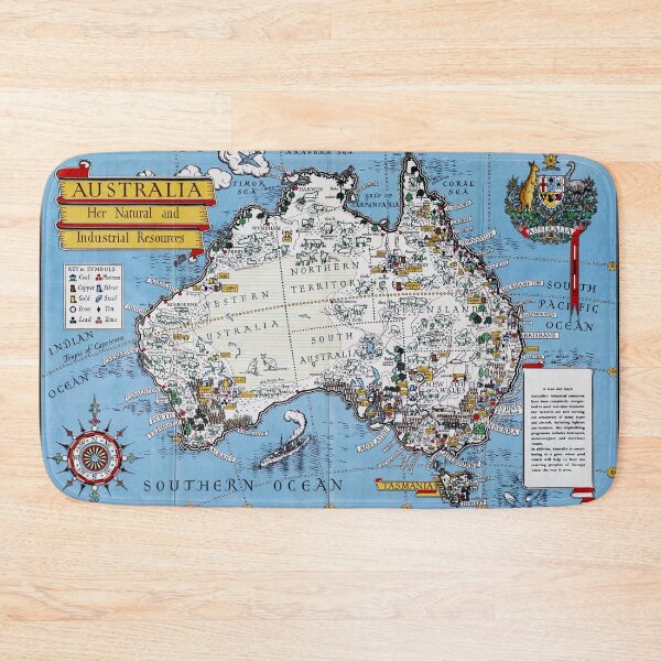 Item preview, Pictorial Map Print of Australia, her natural and industrial resources by MacDonald Gill (1942) designed and sold by vintagemapstore.