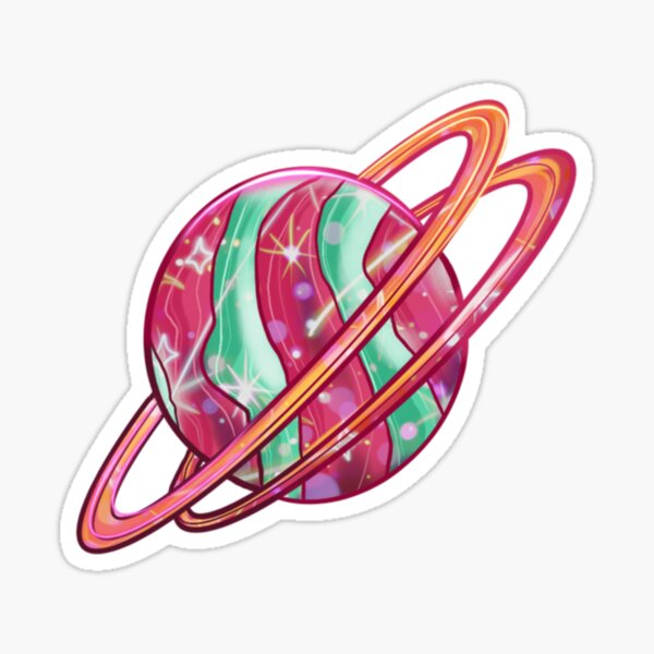 Twin Rings Planet Sticker