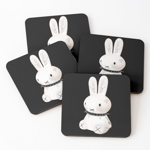 Item preview, Tattoed Bunny wearing Spiked Collar - Aesthetic Stylish White Rabbit designed and sold by andrei49387.