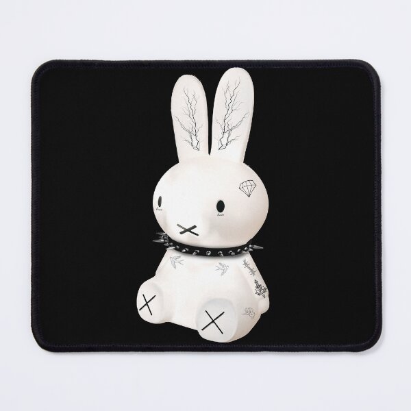 Item preview, Tattoed Bunny wearing Spiked Collar - Aesthetic Stylish White Rabbit designed and sold by andrei49387.