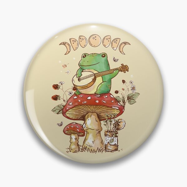 Item preview, Cottagecore Aesthetic Frog With Banjo Mushroom Moon Phases Art designed and sold by MrEddie10.